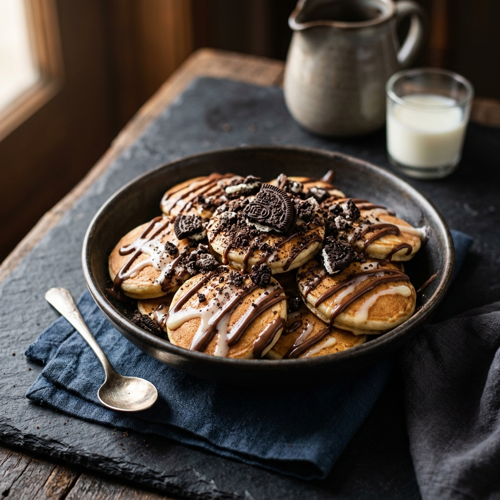 Cookies and cream mini pancakes